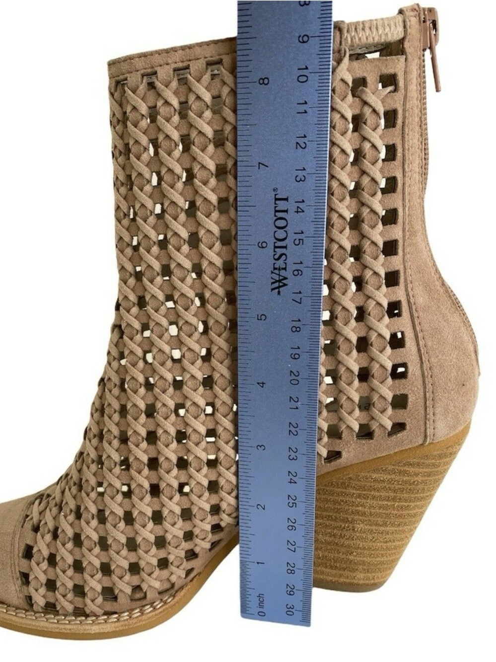 Jeffrey Campbell Taupe Suede Laser-Cut Ankle Boots - Picture 2 of 9
